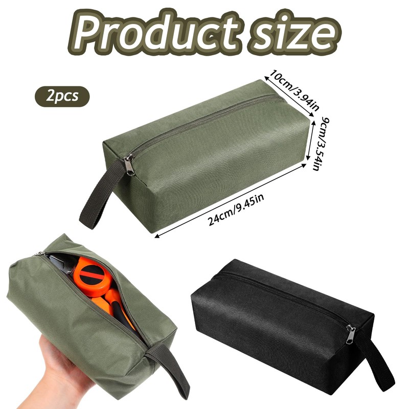 Larrel Pack of 2 Small Portable Tool Bag, Waterproof Zip