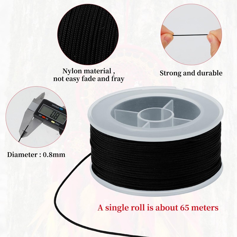 0.8mm 71 Yards Black Nylon Cord Satin String for Bracelet
