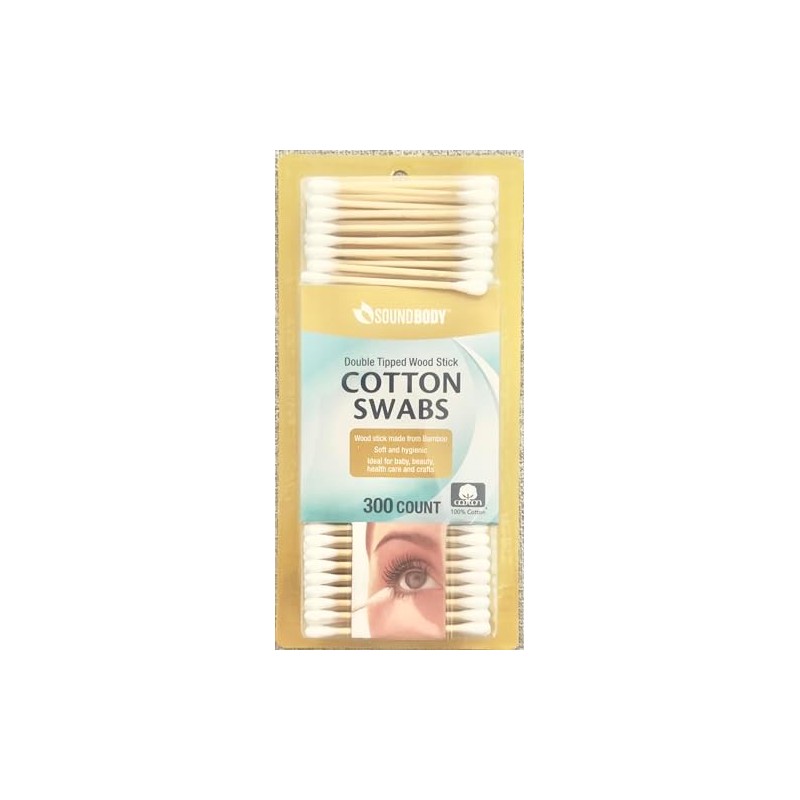Double Tipped Wood Stick Cotton Swabs 300 Count