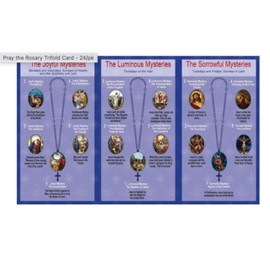 Two How to Pray The Rosary Trifold Instructions Pocket Holy Cards with Hail Mary, Our Father Prayers, Apostle's Creed