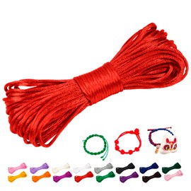 CAMAL Nylon Cord for Bracelets Nylon Thread 2 mm / 10 m Bracelet Cord for Bead Bracelet Nylon Thread Latch Straps for Chinese Lotting Cord, Jewellery, Wind Chime Cord, Crafts (Red)