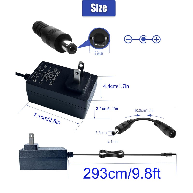 9V 1A Power Supply AC Adapter 10ft DC 9V Power