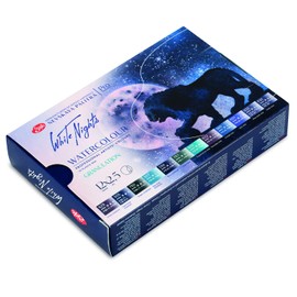 Honsell 80133 - White Nights "Granulation Set" Artist Watercolour Paints in Set, White Plastic Box with 12 Granulating Colours in Small Bowls