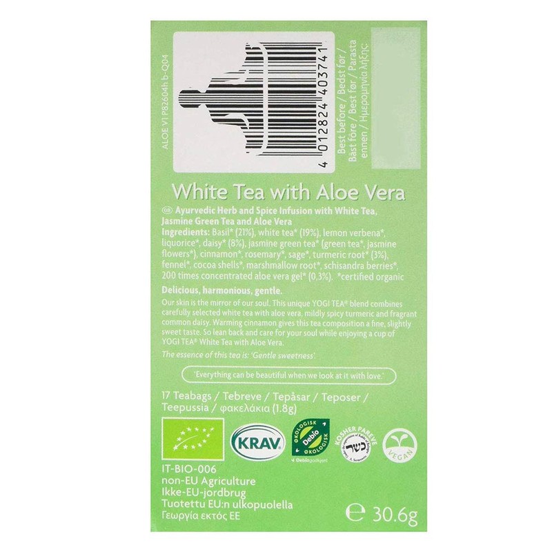 Yogi Tea White Tea Aloe Vera Organic Tea 17 Bags