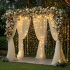 Fomcet Champagne Backdrop Curtains with Lights String 10X10FT Polyester Fabric