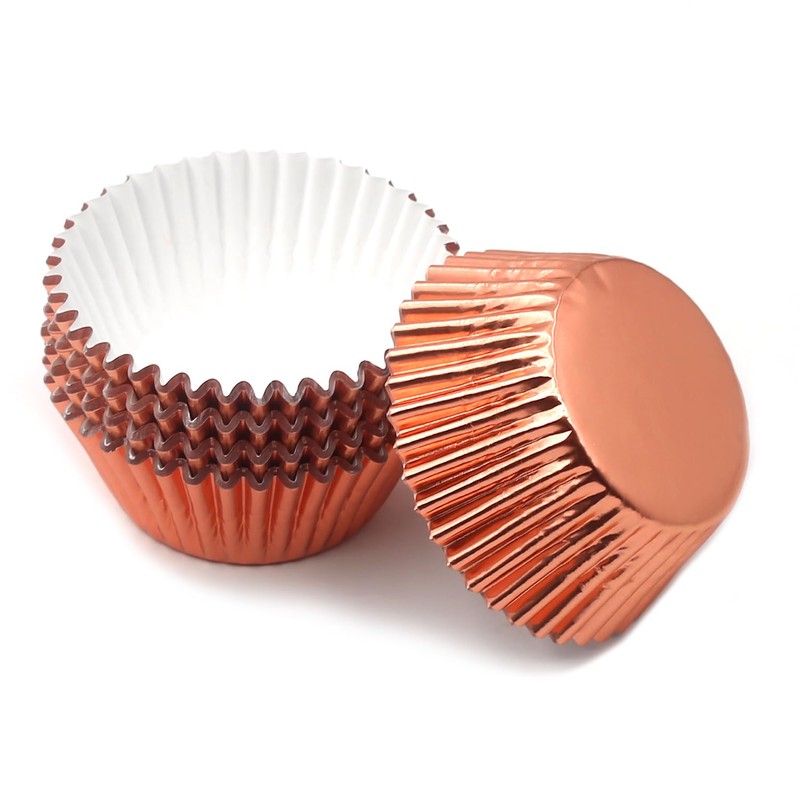 Mombake Standard Champagne Gold Foil Cupcake Liners Muffin Baking Cups