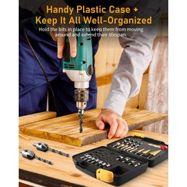 ZORUNNA 34 Pcs Woodworking Chamfer Drilling Tools Including 6 Countersink Drill Bit Set, 7 Countersink Drill Bit, 8 Plug Cutters for Woodworking, 3 Step Drill Bit and 8 Drill Stop Bit Collar Set.