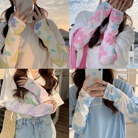 Women's Lovely Flower Label Cooling Arm Sleeves - UV Protection for Summer, Hiking, Golf, Travel & Driving Individually Packaged Yellow 2ea