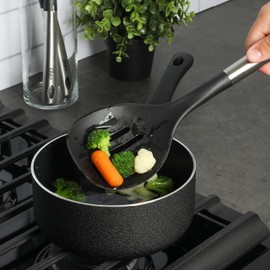 Oster Baldwyn 13" Slotted Nylon Skimmer - Black w/Stainless Steel Handle