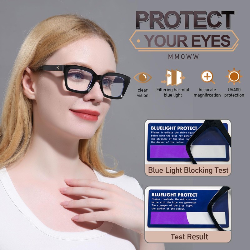 MMOWW Oversized Reading Glasses for Women 3 Pack Oprah Style