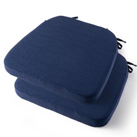 Battilo Chair Cushions for Dining Chairs with Ties, Indoor/Outdoor Kitchen Chair Pad with Non-Slip Backing, Dining Seat Cushion with Machine Washable Removable Cover, 16"x16"x2", Set of 2, Navy