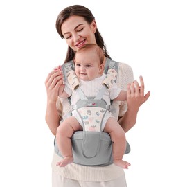 SONARIN Simple Baby Carrier Hip Seat, Multifunctional Breathable Baby Carrier Baby Hip Seat Child Carrier Ergonomic Baby Carrier System Belly Carrier Back Carrier for 0-36 Months (Grey)