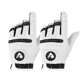 ASTUR Golf Gloves 2 Pack Cabretta Leather Golf Glove Men Left Hand Unique Wrist Design Print (MyGolf Day, M)