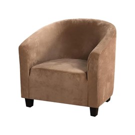 HOMECOVER Armchair Protector, Elastic Armchair Cover, Velour Chair Cover with Armrests, Protective Cover for Club Chair for Single Sofa, Club Chair, Cocktail Chair, Brown, Large