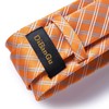 DiBanGu Men's Plaid Stripe Orange Silk Tie and Lapel Pin