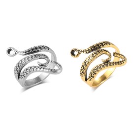 Caiyao 2 Pcs Adjustable Octopus Rings Vintage Tentacle Rings Punk Octopus Rings Polished Tentacles Retro Gothic Style Jewelry Silver Gold Octopus Finger Rings Jewelry for Men Women