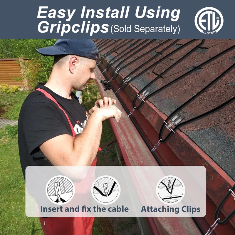 HEATIT 8JHSF1 75ft Heat Tape for Roof and Gutters, Gutter