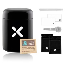 X KNOX 250ml Airtight Container | Ultraviolet Glass Screw Top Jar | Airtight Storage Container| Includes 2 Way 62% Boveda Pack and Accessories | Fortify Goods Freshness for Months