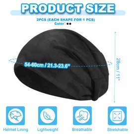 PATIKIL Cooling Skull Cap, 2 Pack Helmet Liner Sweat Wicking Cap Stretchy Breathable Cycling Running Hat Sports Caps for Men Women, Black/Camo Black