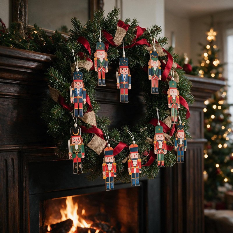 Prmape 12 Pieces Christmas Nutcracker Ornaments 13.5cm, 6 Styles Xmas
