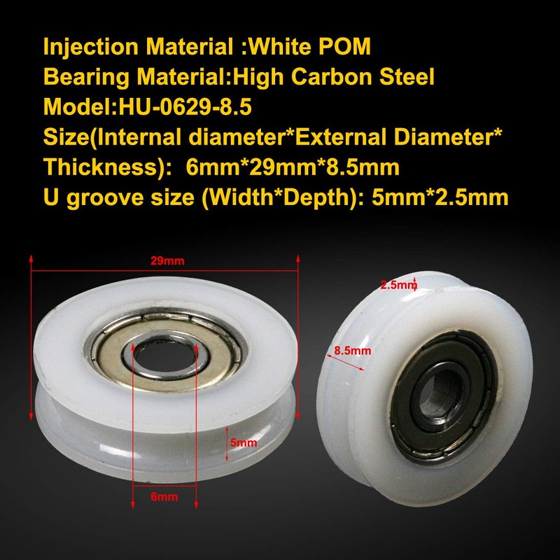 Atoplee 4pcs Round Groove Nylon Pulley Wheels Roller for Slide