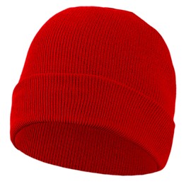 Falari Unisex Beanie Cap Knitted Warm Solid Color 2040A-RED