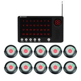 Retekess TH107 Wireless Caregiver Pager, Nurse Call System, Delete Call, Timeout Alert, 10 Caregiver Call Buttons for Clinic,Medical Center,Hospital,Nursing Home