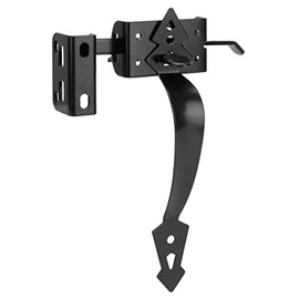 Thumb Gate Latch for Wooden Fence, Self Closing Gate Fence Latch with Decorative Handle, Heavy Duty Door Latch Gate Lock Hardware Kit for Outdoor Garden, Pool, Metal Gate, Vinyl Fence, Black Finish