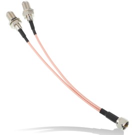 Xelsluthe F-Type Rg6 Splitter 3 Way Splitter Combiner Adapter, Coaxial Cable Splitter, 6.7 Inch F Male to F Dual Female Rg316 Coaxial Cable for TV Satellite Adaptation