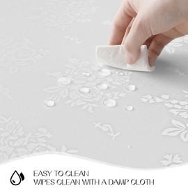 Romanstile Jacquard Rectangle Tablecloth, Waterproof Elegant Damask Pattern Table Cloths, Washable Decorative Floral Polyester Table Covers for Kitchen, Dining, Parties (White, 60 x 104)