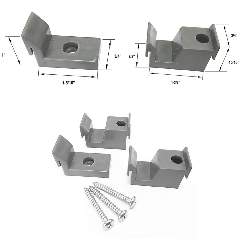 Gordon Glass® Gray Jamb Guide and Bumpers for Sliding Shower