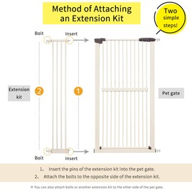 Lumizone Extra Tall Cat Gate Extension Kit 61.02" High Pressure Mounted 8.27" Extra Wide 1.37" Gap No Drilling Tall Pet Gate for Dogs (Cream, 8.27" W)