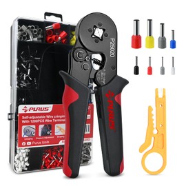 PURUS Ferrule Crimping Tool Kit, Self-Adjustable Ratchet Crimper Plier for AWG 23-7, with 1200PCS Wire End Ferrules, Connectors, and Wire Stripper