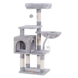 Heybly Heybly Cat Tree with Toy, Cat Tower Condo for Indoor Cats, Cat House with Padded Plush Perch, Cozy Hammock and Sisal Scratching Posts, Light Gray HCT004SW