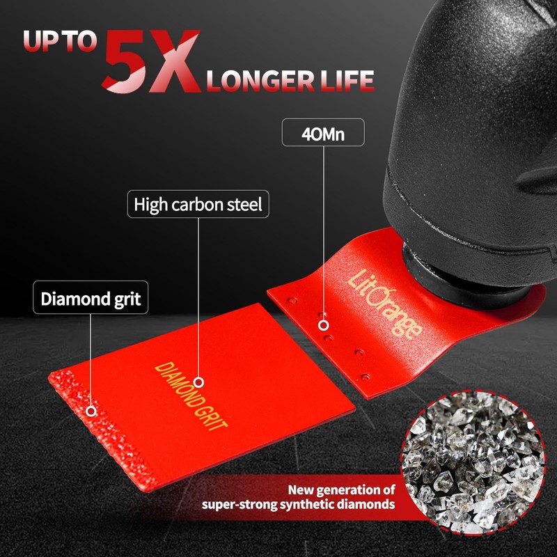 Litorange 8 Pcs Diamond Oscillating Blades, Oscillating Multi Tool Diamond