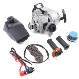 2 Stroke Pull Start Engine Motor Kit, 49cc Single Cylinder Air Cooled Motor Engine Rotary Pull-Start Engine Motor Kit for Mini Dirt Bike ATV or Scooter