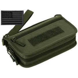 Protector Plus Tactical Wallet for Men ID Card Holder Military Credit Cards Organizer Pack Portable Handbag MOLLE Bag Purse (Patch Included), Army Green