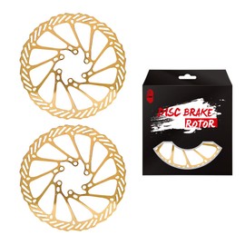 Chooee 160mm Bike Disc Brake Rotor，MTB Brake Rotor 160mm With Bolts，2pcs，Gold