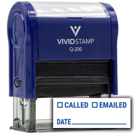 All Quality CALLED/EMAILED (w check boxes & date line) Self-Inking Rubber Stamp - Medium 9/16" x 1-1/2", Blue