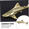 LIFKOME Brass Shark Figurine Desktop Decor Unique Shark Shaped Adornment