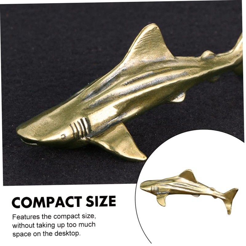 LIFKOME Brass Shark Figurine Desktop Decor Unique Shark Shaped Adornment