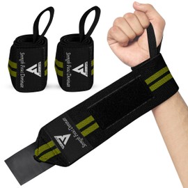 Beast AT Least Weight Lifting Wrist Wraps – 18” Cotton Wrist Support with Thumb Loop – Gym Straps for Workout Powerlifting Weightlifting Fitness Strength Training, Stiff Wrist Straps (Drak Green)