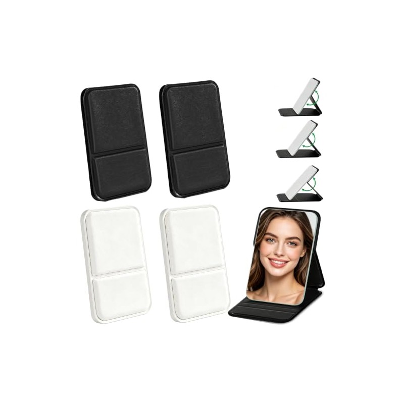 Espejo Portátil Plegable Set 4 Piel Sintética para Viaje y