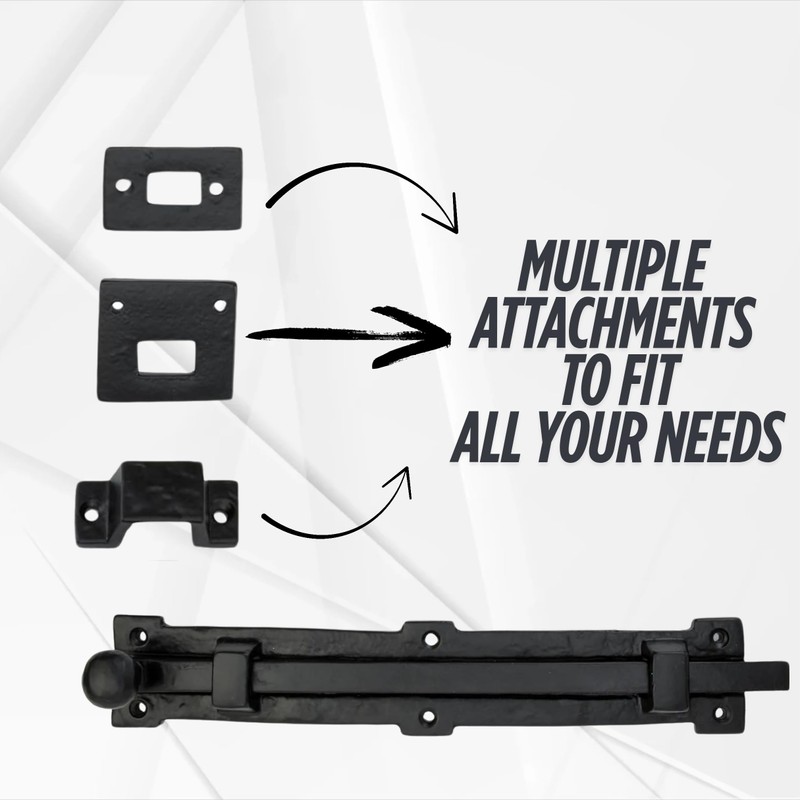 STALLION HARDWARE 12Inch Length Black Powder Coated Iron Surface Slide