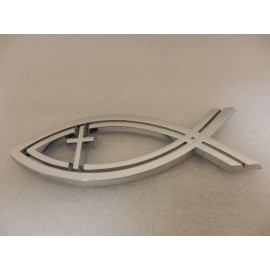 fish JESUS Cross Religious Logo Christian Fish Symbol Chrome Car Truck Emblem 5in