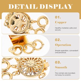 Sewroro 2pcs Necklace Layering Clasp Slide Lock Jewelry Connectors Multi Strands Clasps for Layered Bracelet Jewelry Crafts