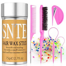 Hair Ties & Wax Stick Set for Frizz Control, Smooth Flyaways, Braid & Edge - 100 Colorful Elastic Rubber Bands, 2 Topsy Tail Tools, 1 Hair Tie Cutter 
