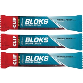 Clif Bloks Energy Chews Tropical Punch with Caffeine Sports Supplements, 60 g (Tropical - 3 Packs)