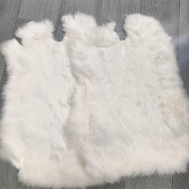 2pcs Natural Tanned Rabbit Hide Fur Skin (10" by 12" Rabbit Pelt with Sewing Quality Leather) White
