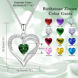 AM ANNIS MUNN Sterling Silver Emerald Necklace Jewelry for Women Heart Birthstone Necklaces Best Gifts for Wife Women Her